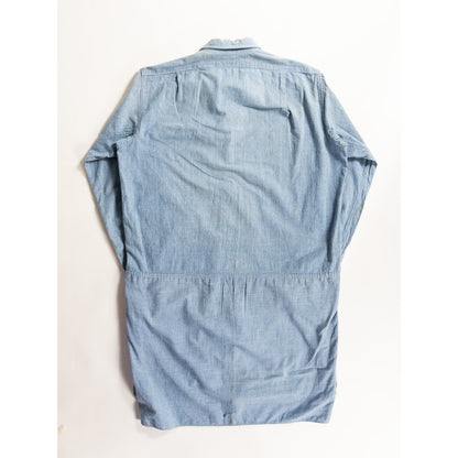 1930s-40s "French Vintage" Cotton Blue Chambray Grandpa Work Shirt