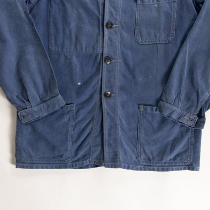 1950s "AU FUSIL" French Faded Blue Cotton Twill Work Jacket