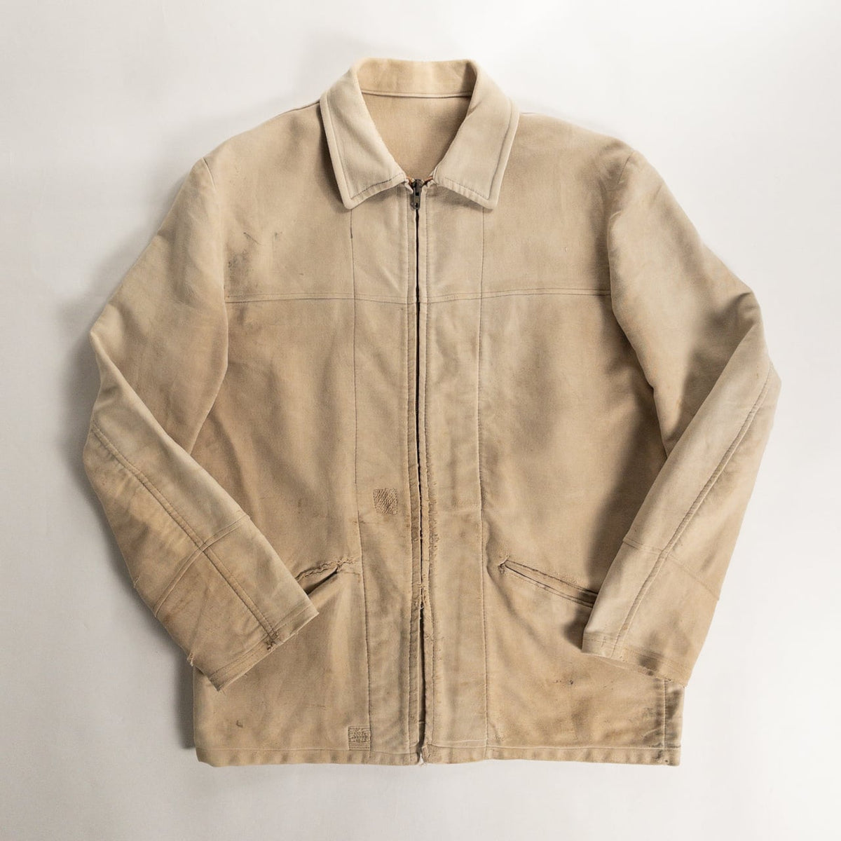 1950s "DOLMEN" French Brown Moleskin Cyclist Work Jacket