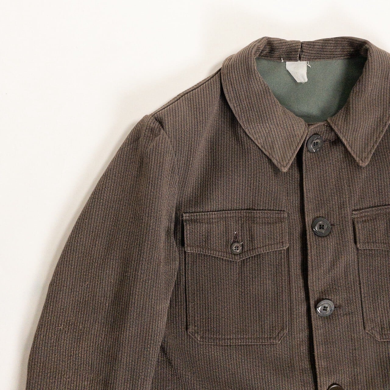 1950s "French Vintage" Brown Cotton Pique Hunting Jacket