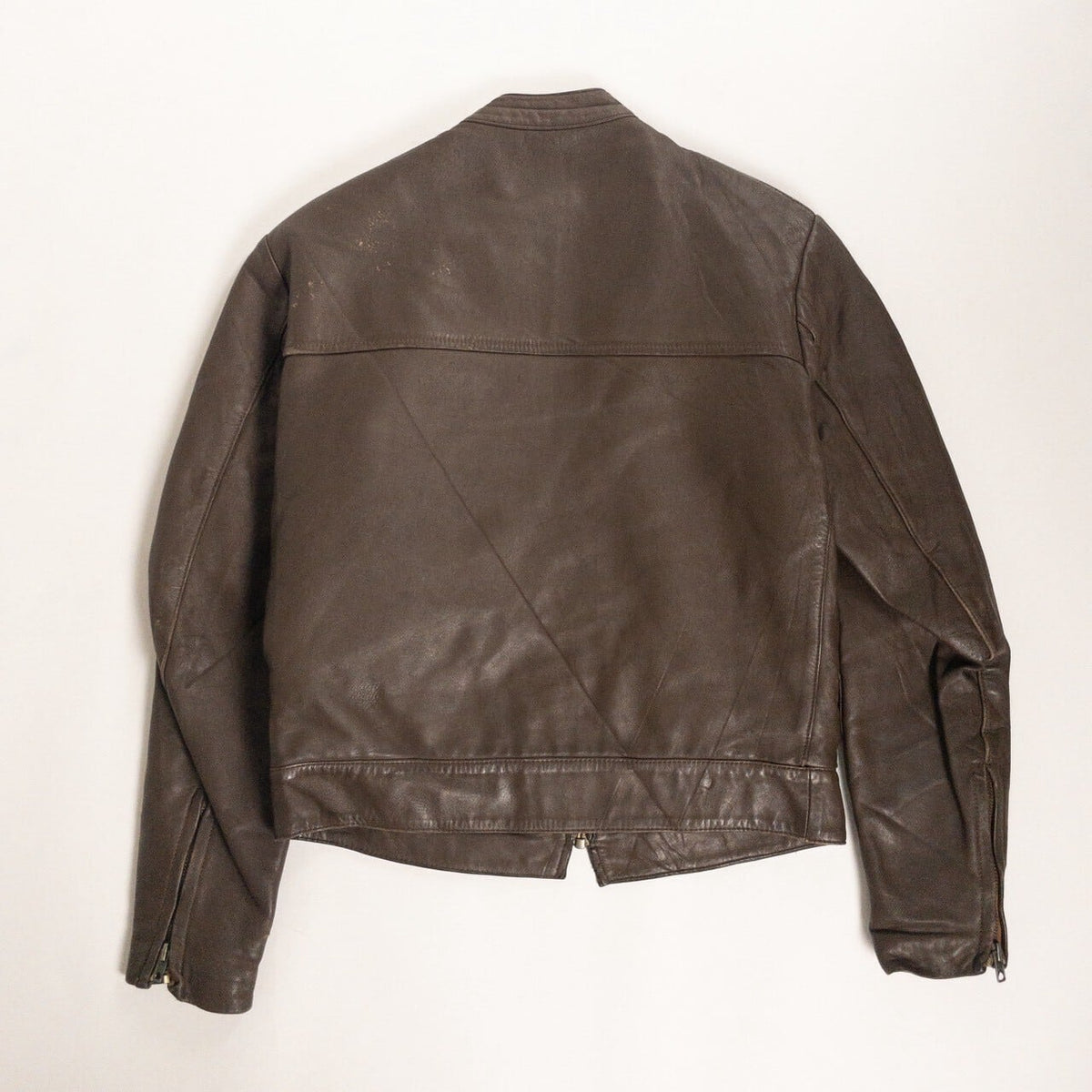 1970s "French Vintage" Brown Leather Motorcycle Jacket