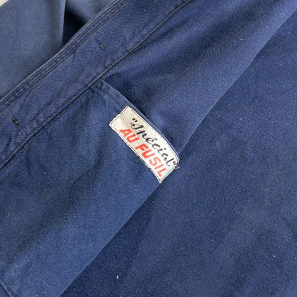 1950s "AU FUSIL" French Faded Blue Cotton Twill Work Jacket
