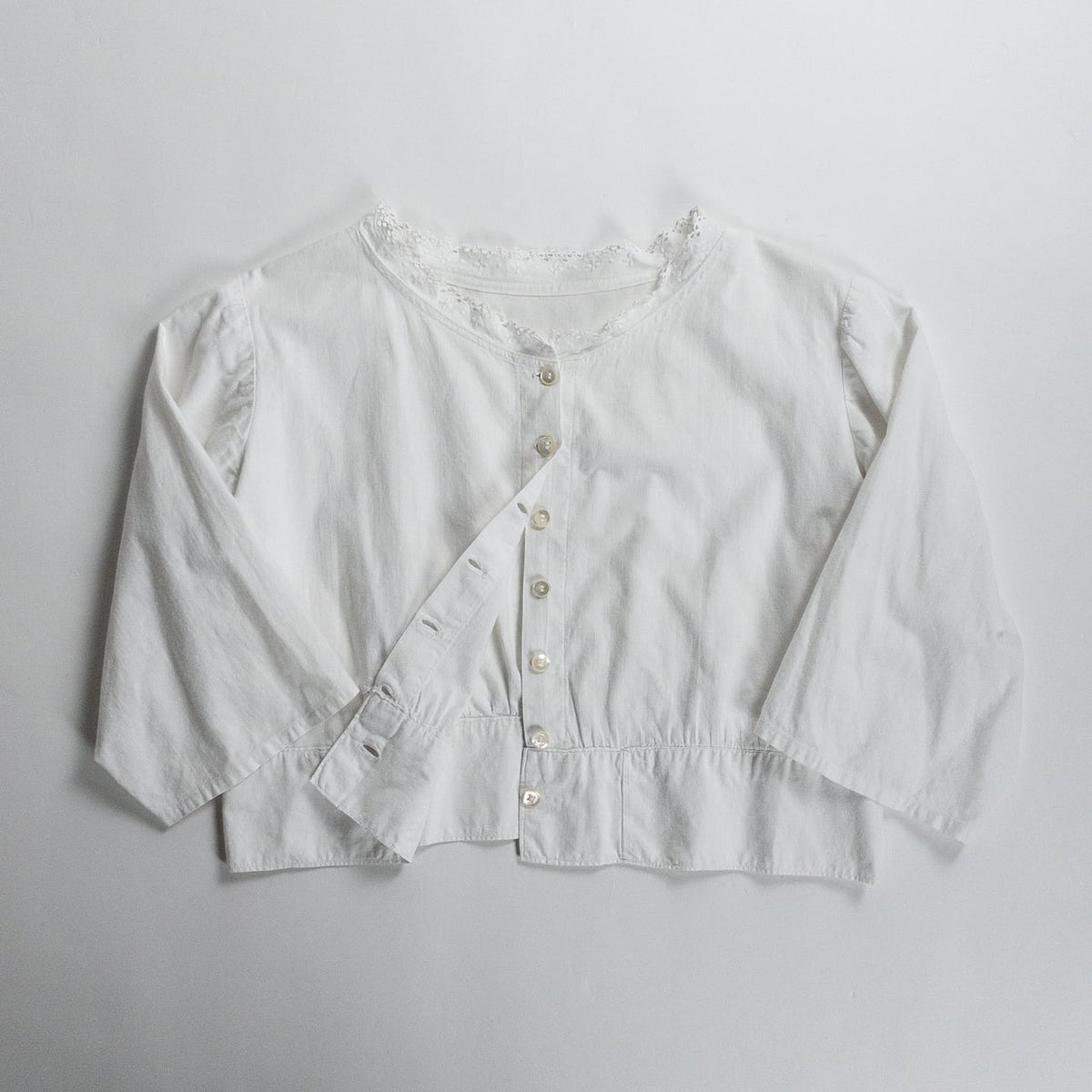Early 1900s French Antique White Cotton Shirt