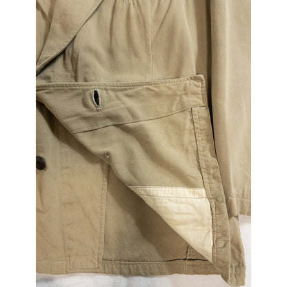 1940s-50s "French Vintage" "EGF" Beige Cotton Double Breasted Work Jacket