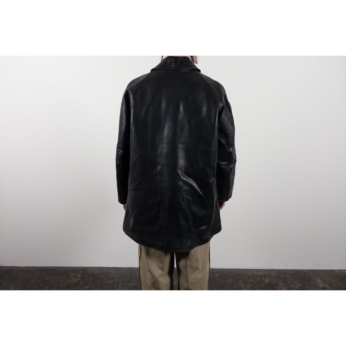 1950-60s "LORO PICENO" Black Leather Double-Breasted Jacket