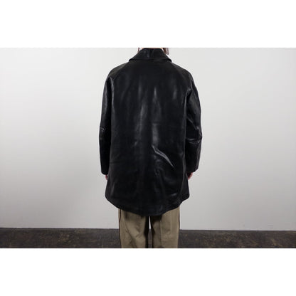 1950-60s "LORO PICENO" Black Leather Double-Breasted Jacket