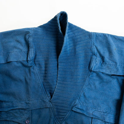 1980s "Euro Vintage" Blue Cotton Pullover Jacket