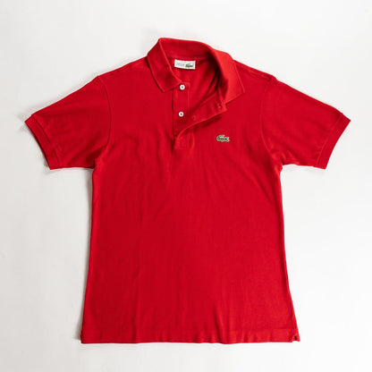 1980s "French LACOSTE" Red Cotton S/S Polo Shirt, Size 3