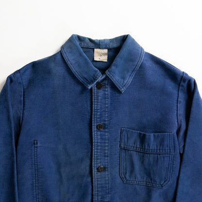 1960s "French Vintage" Faded Blue Moleskin Work Jacket