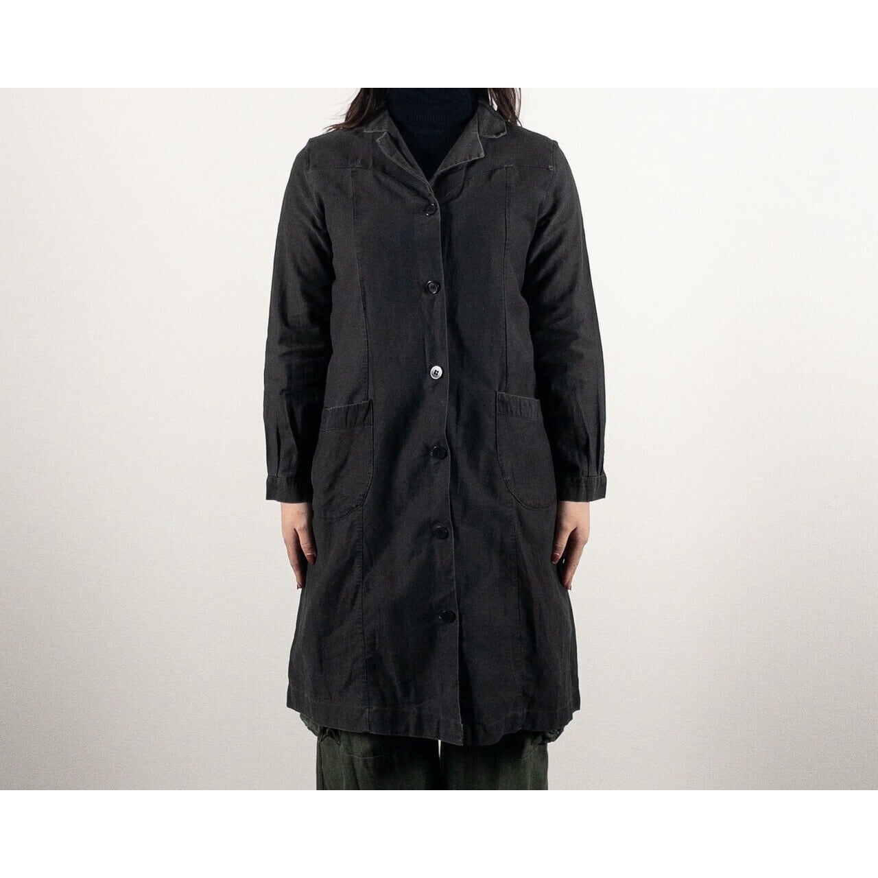 1940-50s "French Vintage" Light Black Moleskin Atelier Work Coat for Ladies