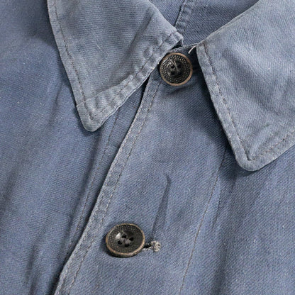 1930-40s "EXCELSIOR" French Faded Blue Cotton Twill Work Jacket with Papier-Mache Bottons