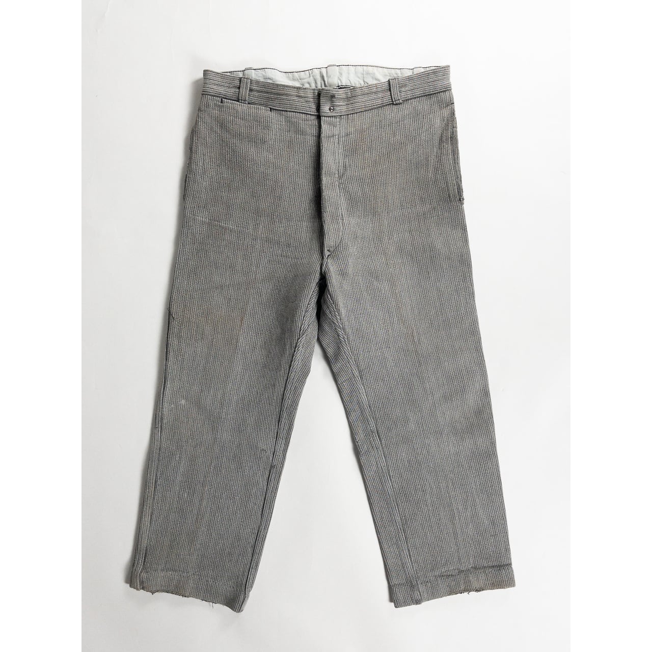 1950-60s "Le Mont St Michel" French Gray Cotton Pique Work Trousers