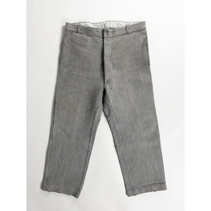 1950-60s "Le Mont St Michel" French Gray Cotton Pique Work Trousers