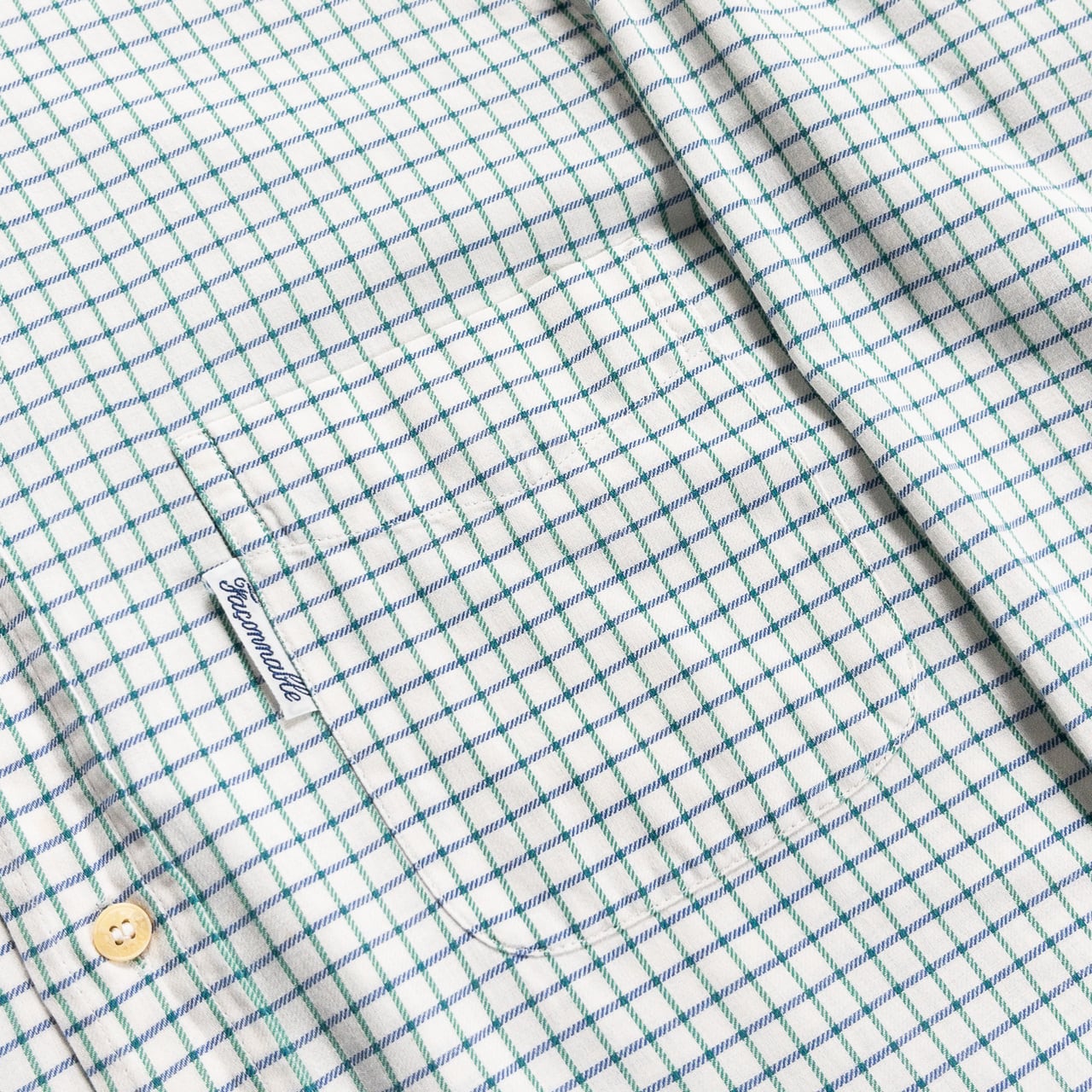 1970-80s "Fasonnable" Green × Blue Check Button Down L/S Shirt