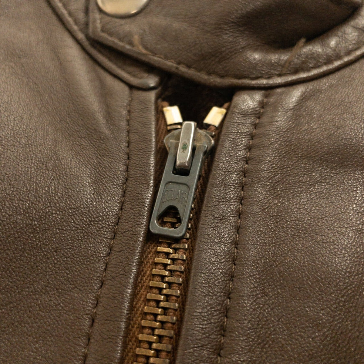 1970s "French Vintage" Brown Leather Motorcycle Jacket