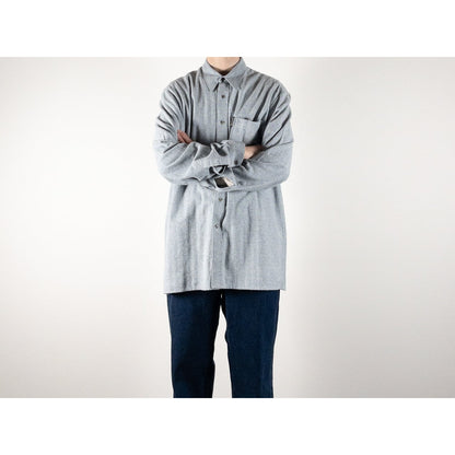 1990s "Dutch Vintage" Gray Cotton Herringbone Twill Long Sleeve Shirt