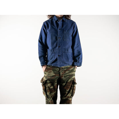 1960s "French Vintage" Faded Blue Moleskin Work Jacket