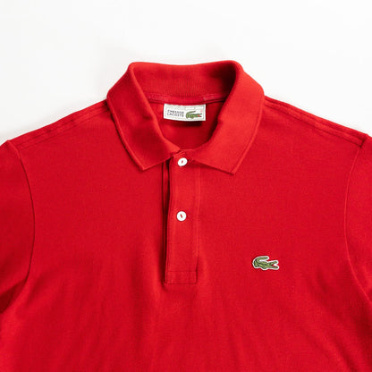 1980s "French LACOSTE" Red Cotton S/S Polo Shirt, Size 3