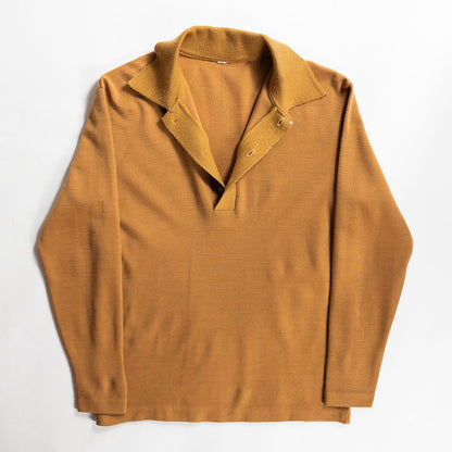 Old Yellow Brown Acrylic Knit Polo L/S Shirt