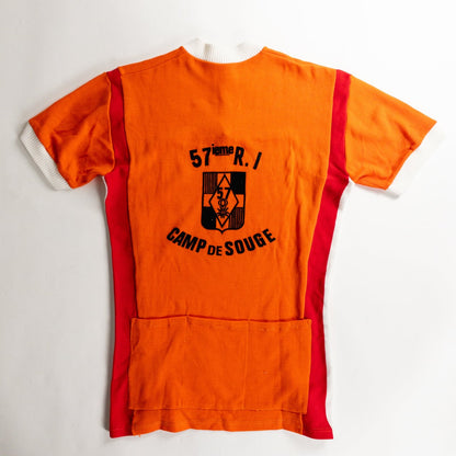 1960-70s "57eme R.I.Camp de Souge" Orenge Cotton Knit Half Zip-Up Sport Tee Shirt