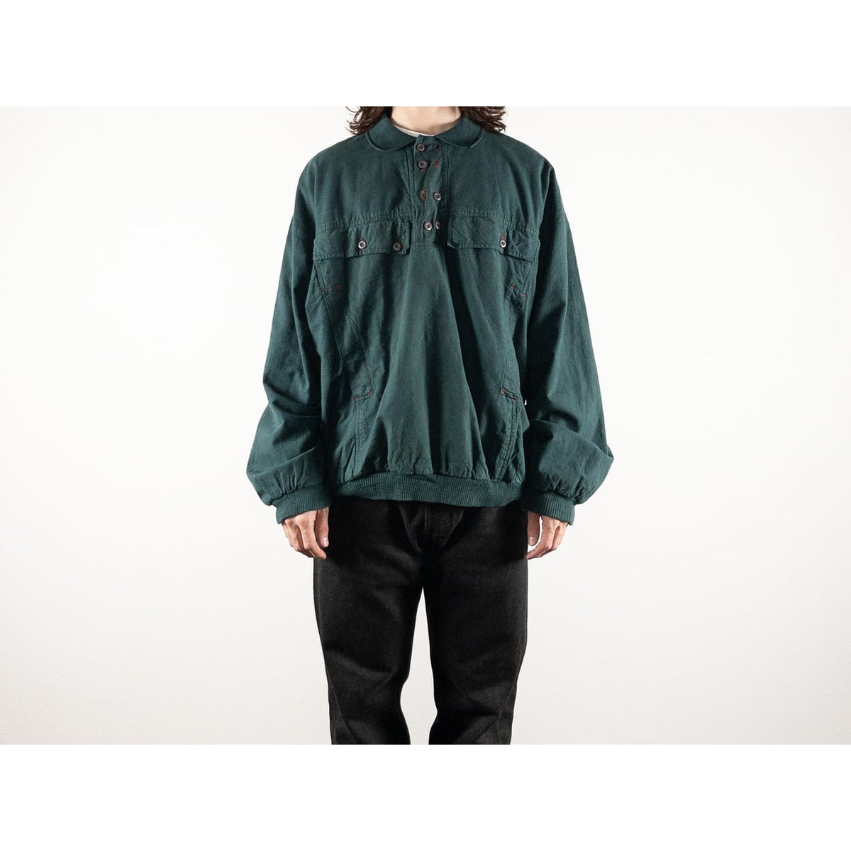 1990s "LUZ" Dark Green Cotton Anorak Pullover Jacket