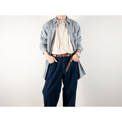 1990s "Dutch Vintage" Gray Cotton Herringbone Twill Long Sleeve Shirt