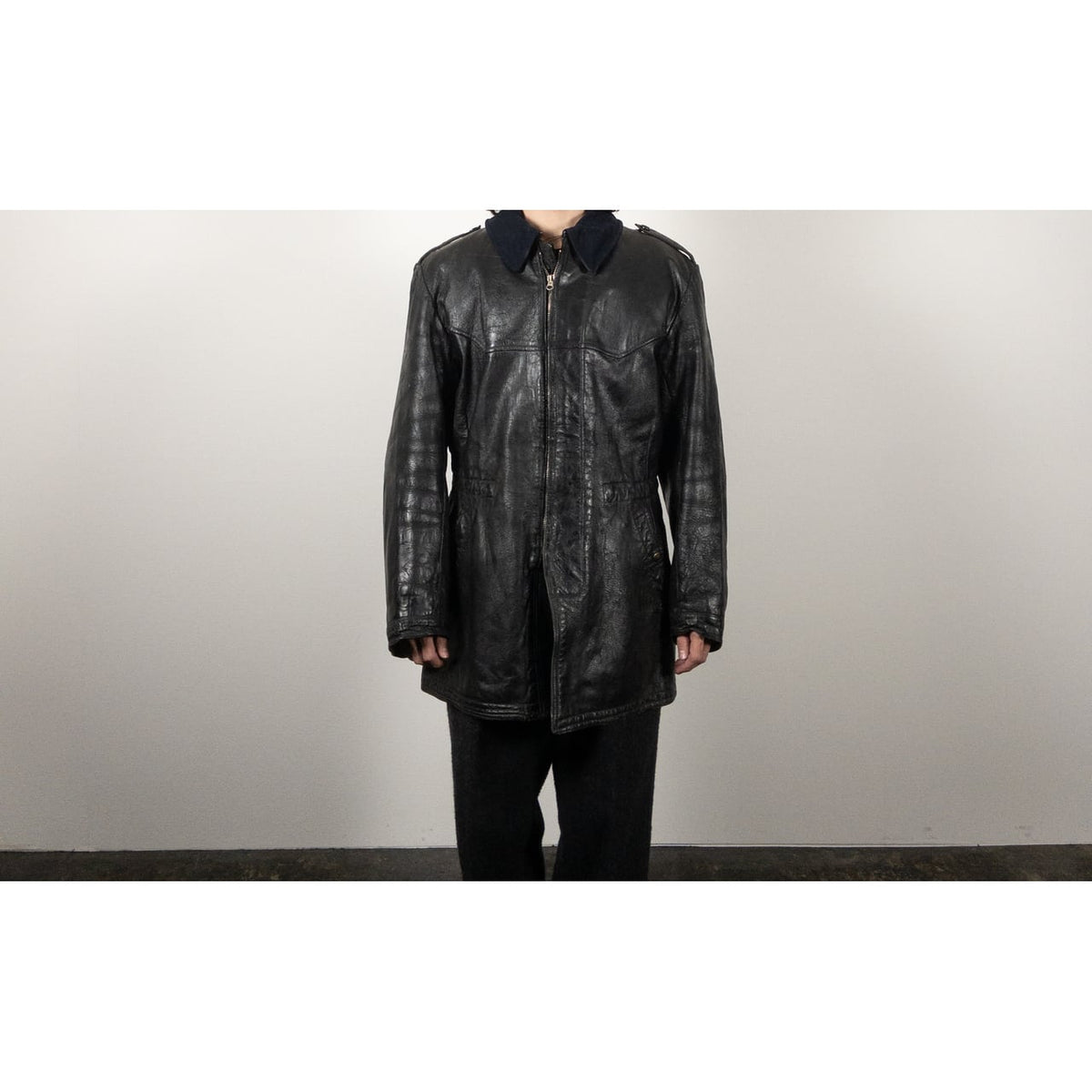 1940-50s "Swedish Millitary" Black Goatskin Leather Jacket