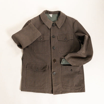 1950s "French Vintage" Brown Cotton Pique Hunting Jacket