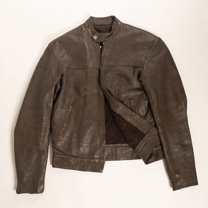 1970s "French Vintage" Brown Leather Motorcycle Jacket