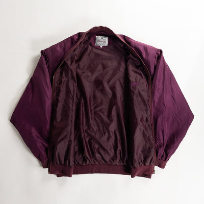 1980s "SILKS" Burgundy & Pink Silk Bomber Jacket