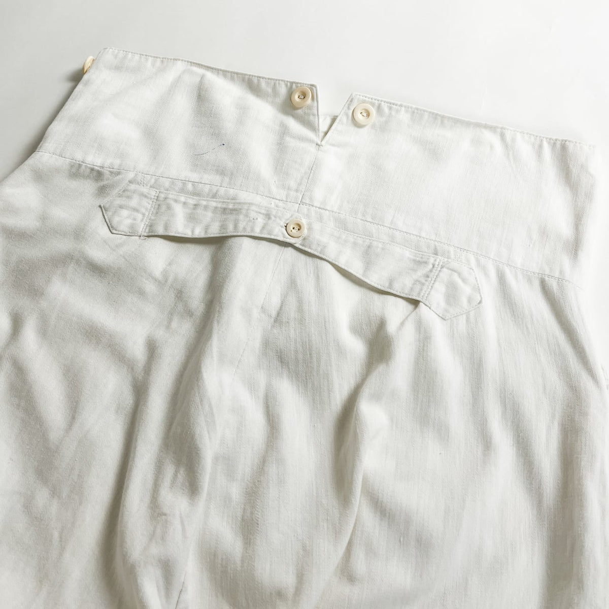 1900s "French Antique" Light Cotton White Work Trousers
