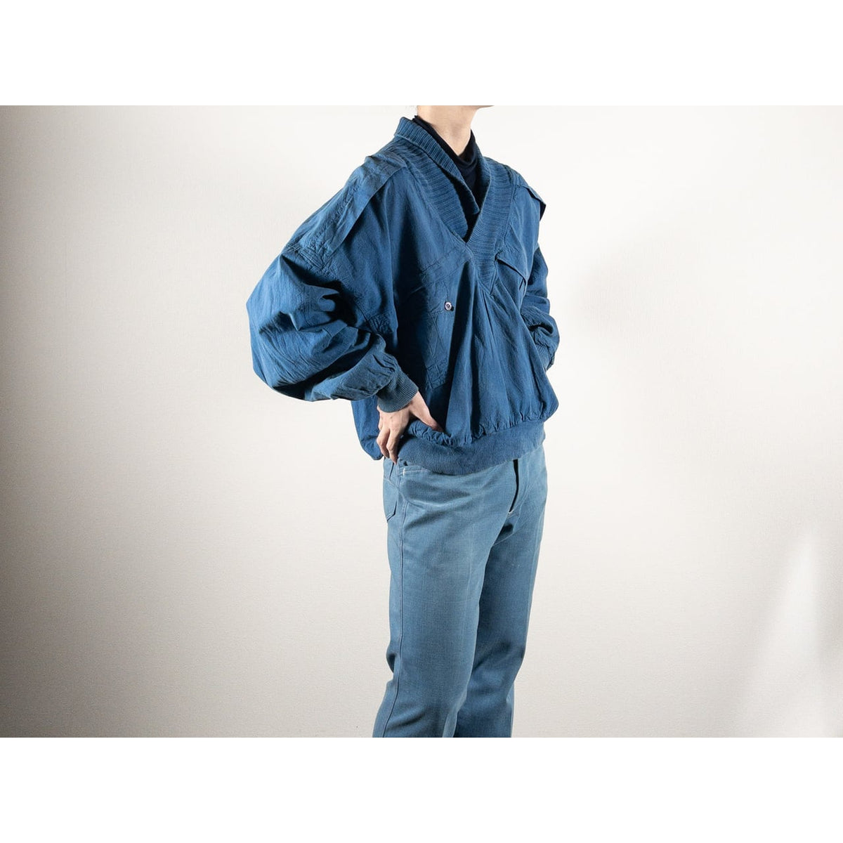 1980s "Euro Vintage" Blue Cotton Pullover Jacket