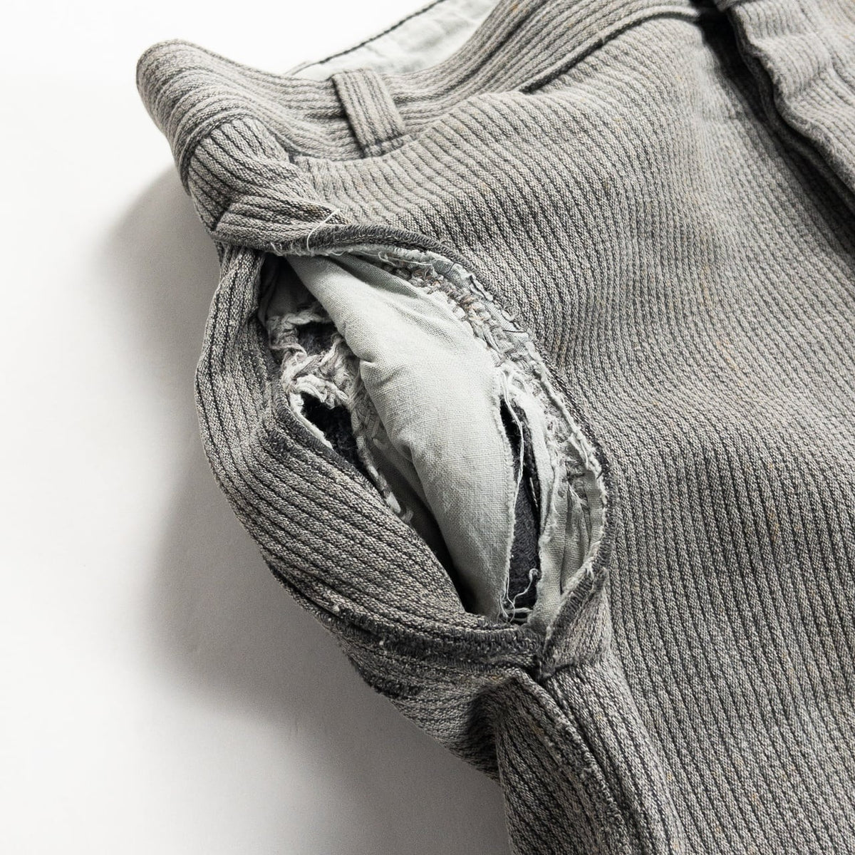 1950-60s "Le Mont St Michel" French Gray Cotton Pique Work Trousers