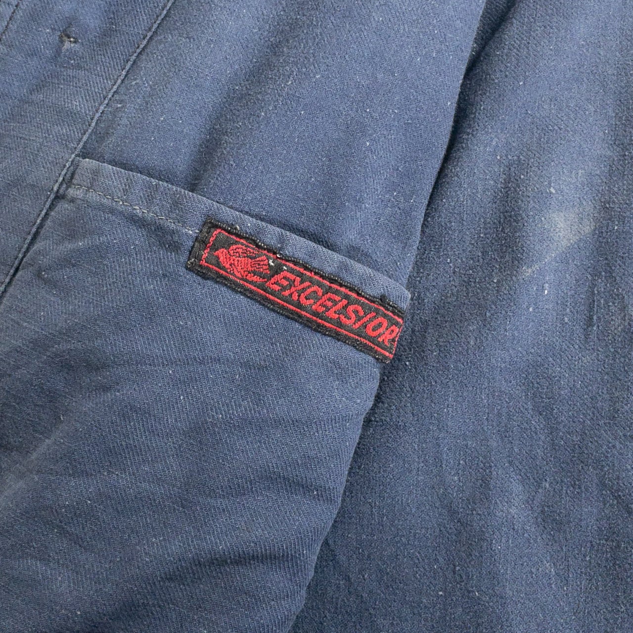 1930-40s "EXCELSIOR" French Faded Blue Cotton Twill Work Jacket with Papier-Mache Bottons
