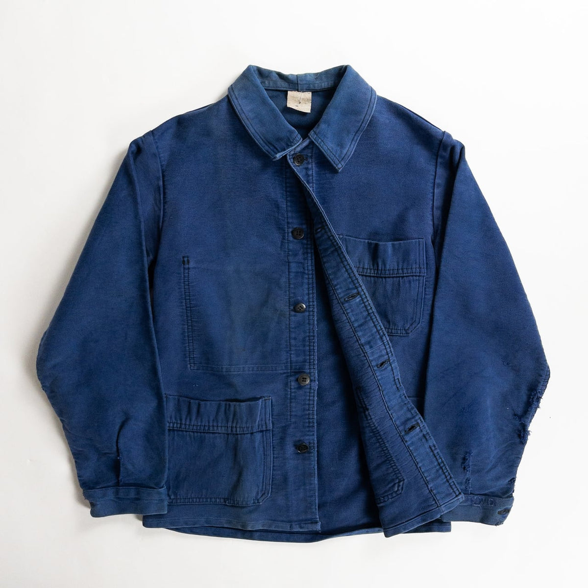 1960s "French Vintage" Faded Blue Moleskin Work Jacket