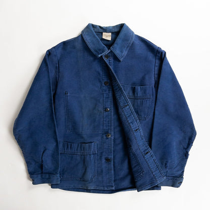 1960s "French Vintage" Faded Blue Moleskin Work Jacket