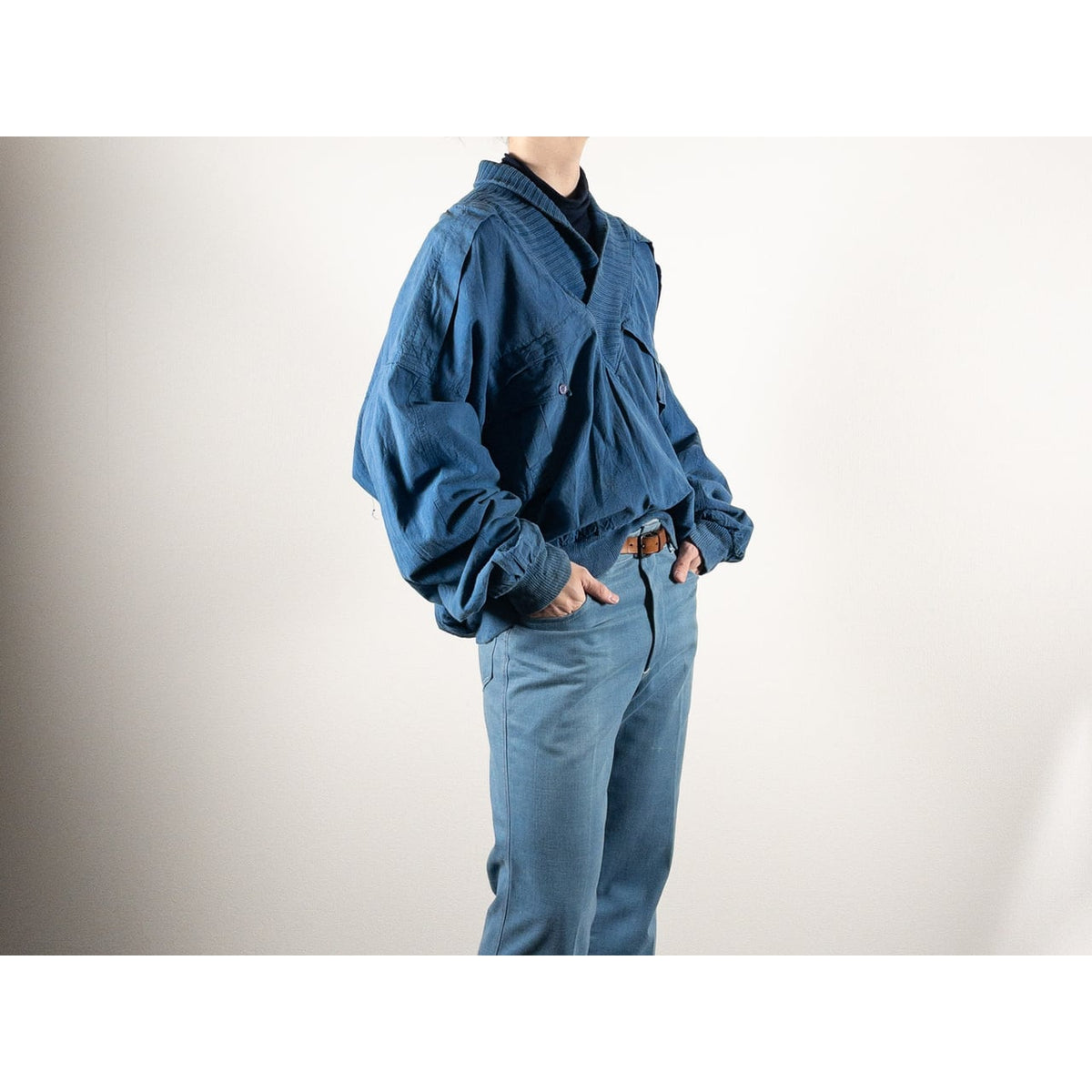 1980s "Euro Vintage" Blue Cotton Pullover Jacket