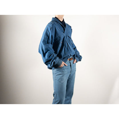 1980s "Euro Vintage" Blue Cotton Pullover Jacket
