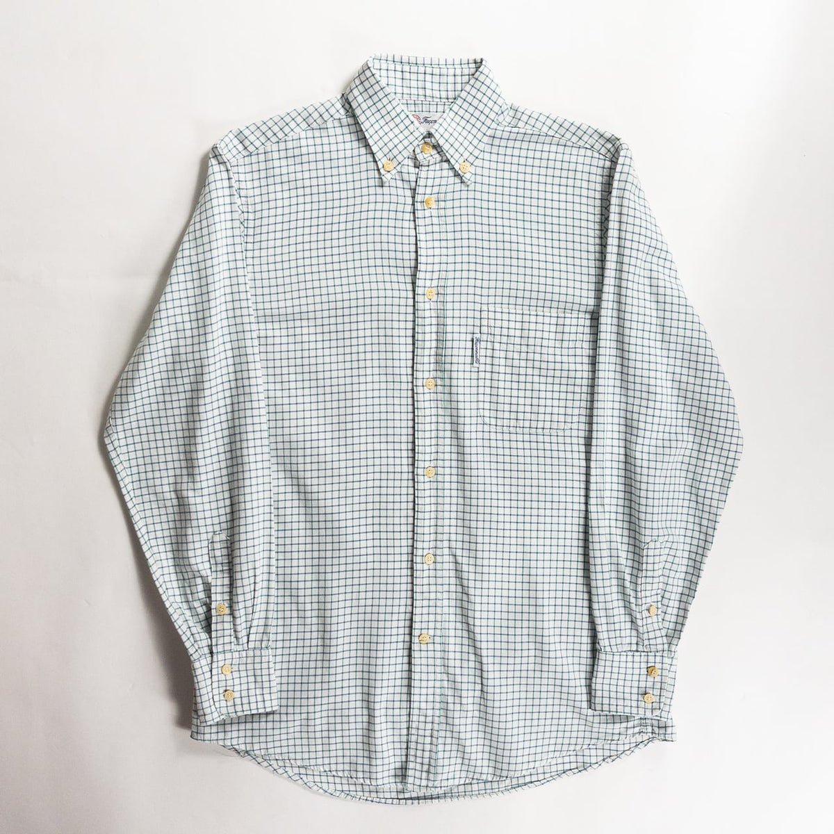1970-80s "Fasonnable" Green × Blue Check Button Down L/S Shirt