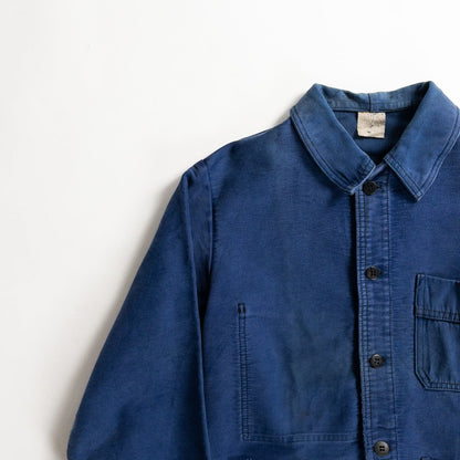 1960s "French Vintage" Faded Blue Moleskin Work Jacket
