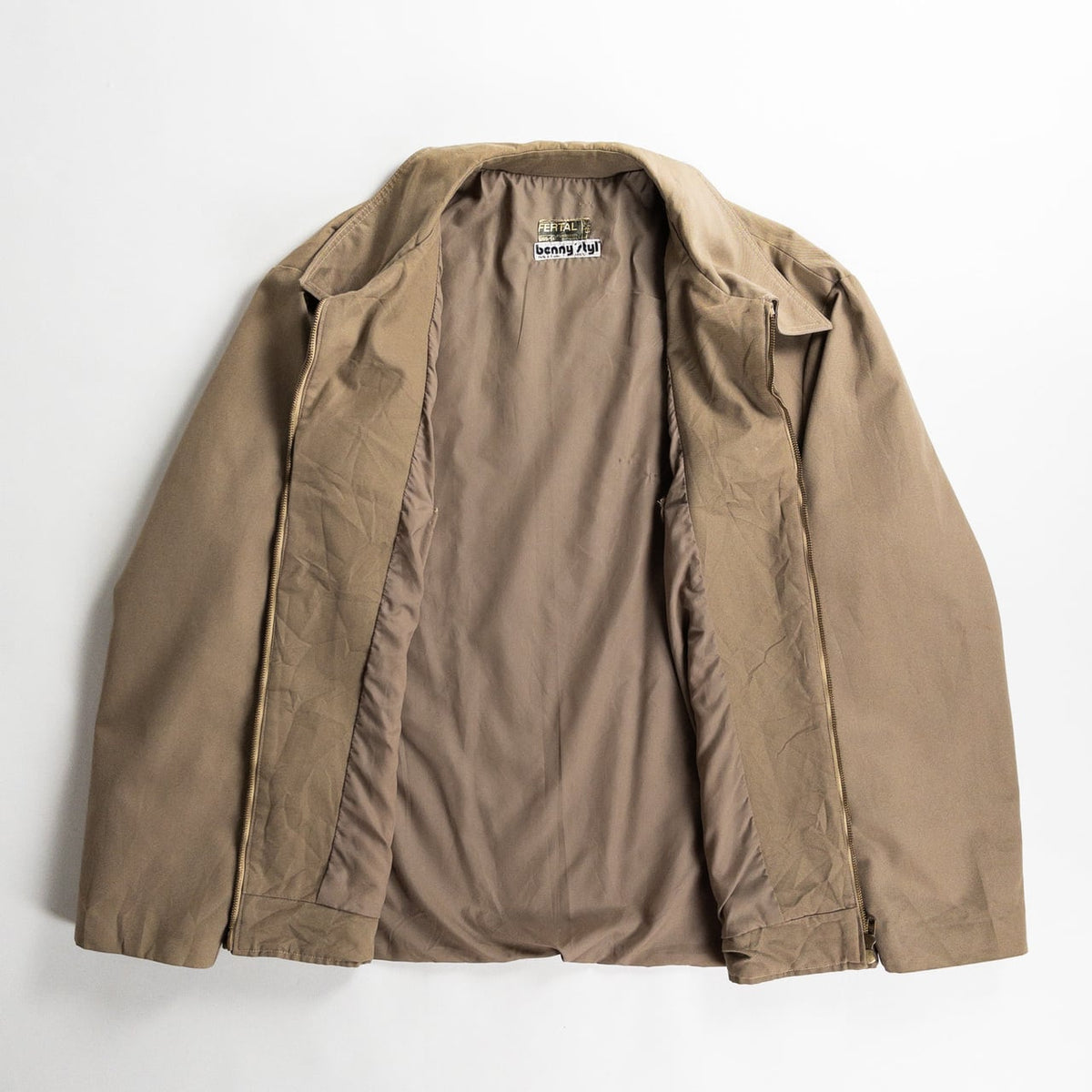 1960s "French Vintage" Beige Cotton Full Zip Work Jacket