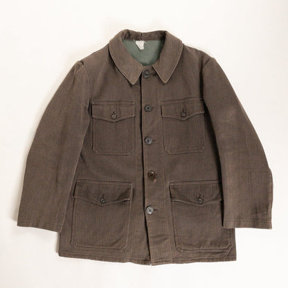 1950s "French Vintage" Brown Cotton Pique Hunting Jacket