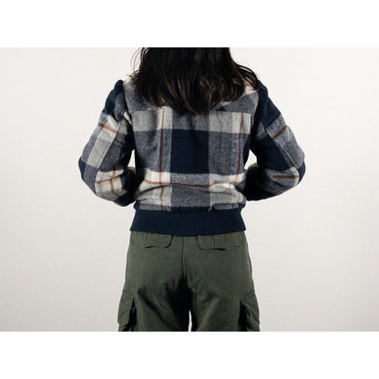 1970s "Italian Vintage" Navy Wool Check Sport Jacket, Dead Stock