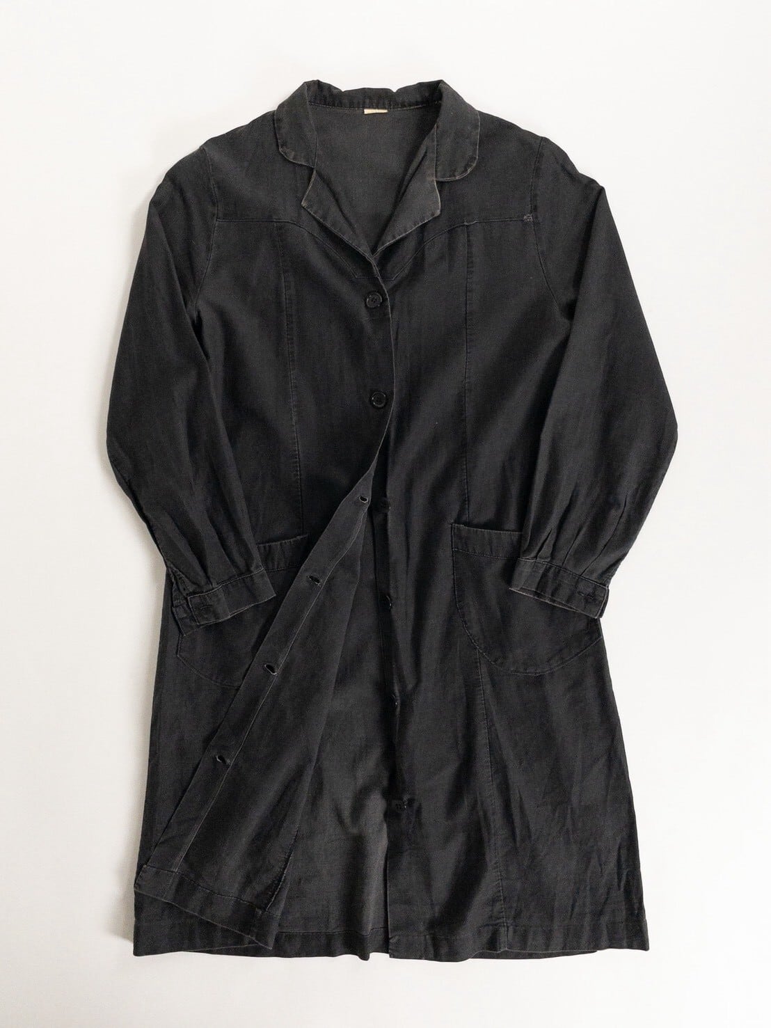 1940-50s "French Vintage" Light Black Moleskin Atelier Work Coat for Ladies
