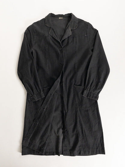 1940-50s "French Vintage" Light Black Moleskin Atelier Work Coat for Ladies