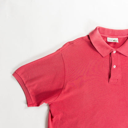 1980s "French LACOSTE" Red Cotton S/S Polo Shirt, Size 7