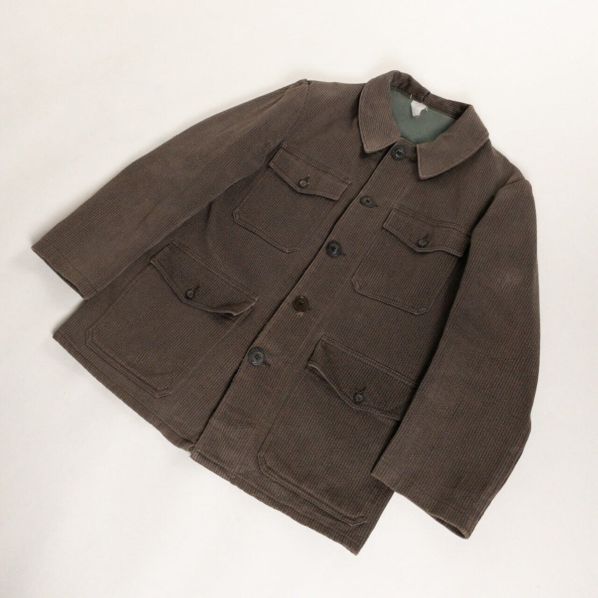 1950s "French Vintage" Brown Cotton Pique Hunting Jacket