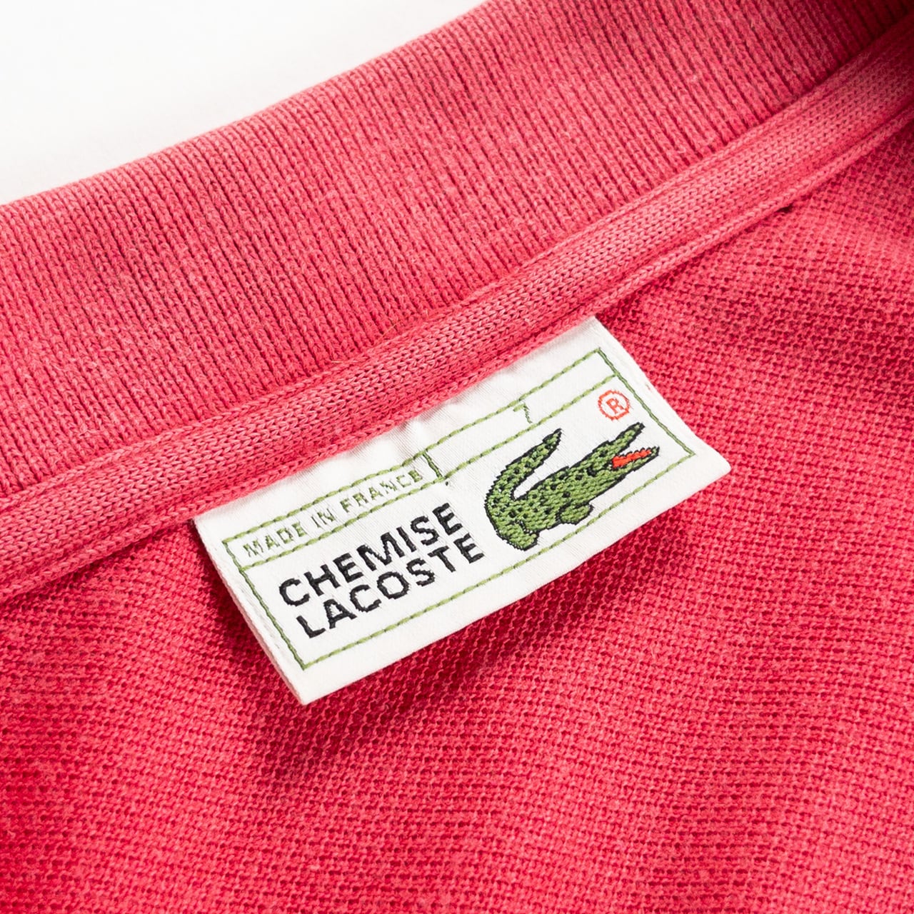 1980s "French LACOSTE" Red Cotton S/S Polo Shirt, Size 7