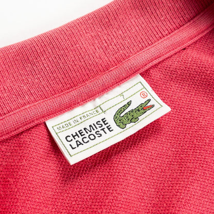 1980s "French LACOSTE" Red Cotton S/S Polo Shirt, Size 7