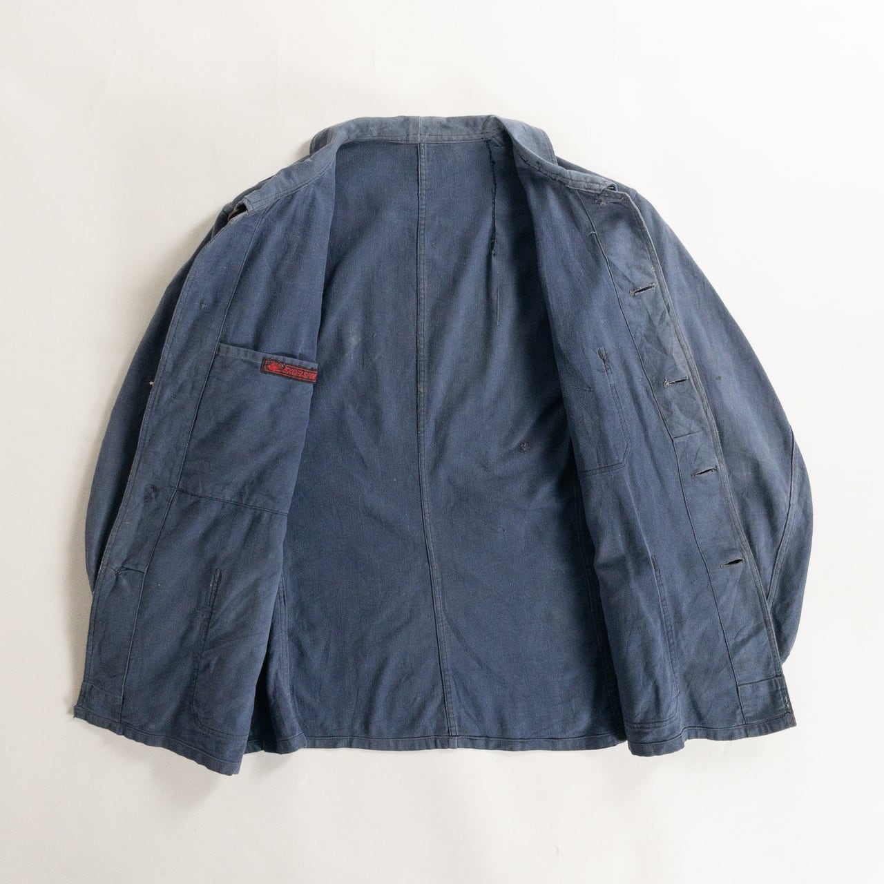 1930-40s "EXCELSIOR" French Faded Blue Cotton Twill Work Jacket with Papier-Mache Bottons
